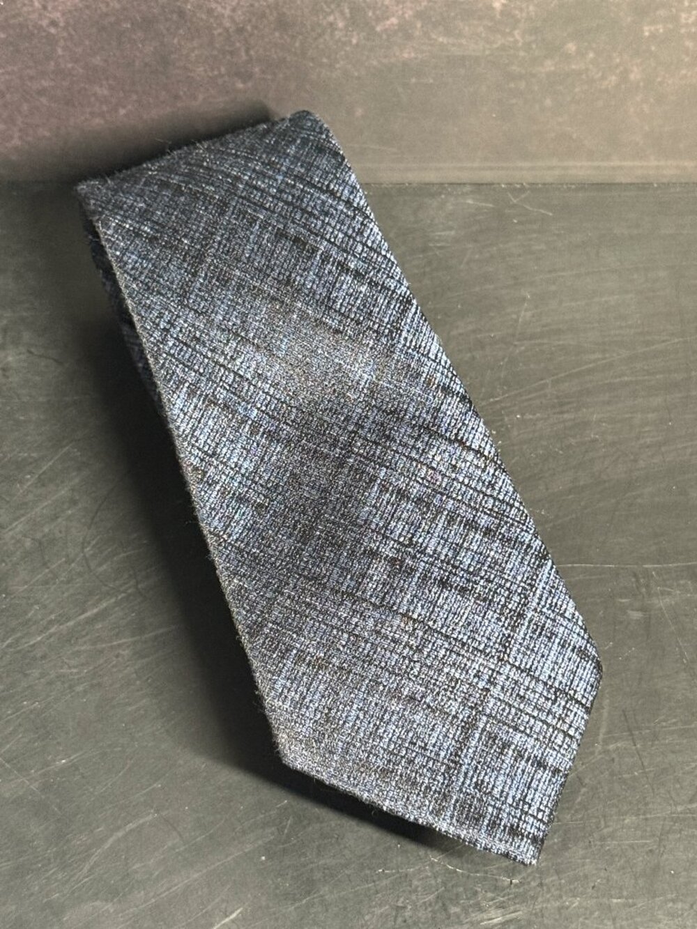 Murano Blue Gray Textured Silk Linen Tie